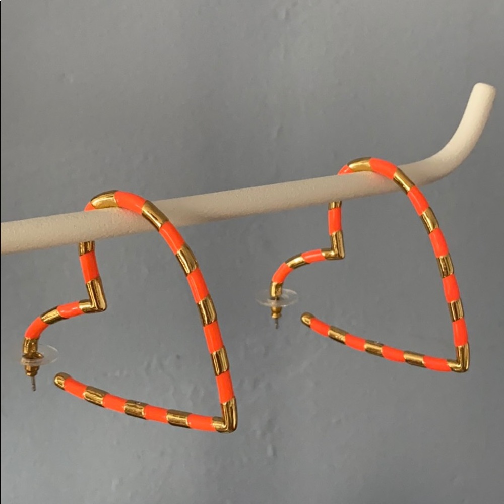 Gold and orange BaubleBar heart hoop